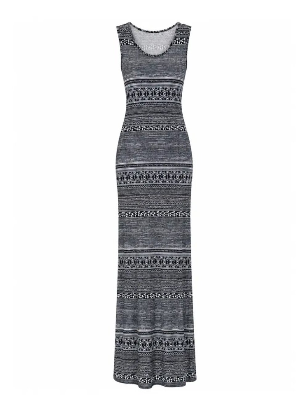 BCBGeneration Black White Tribal Maxi Dress, Size S